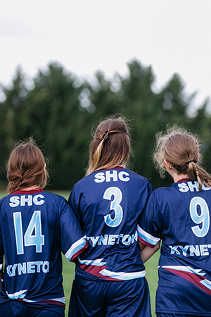 girls with a football